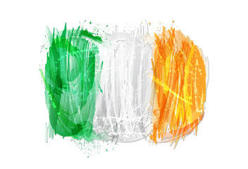 Flag of Ireland made with colorful splashes