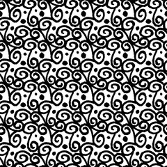 Abstract floral seamless pattern with waves 