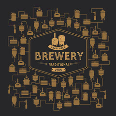 Card template with beer brewery element. Vector