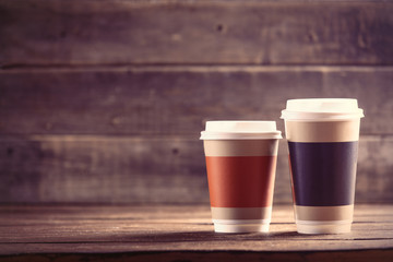 cups on the brown table