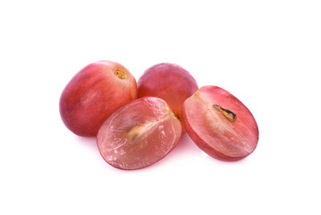 red grapes isolated on white background