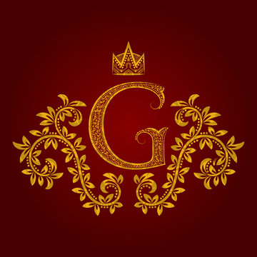 Monogram Template For Logos Cards And Heraldry With Crownstylized
