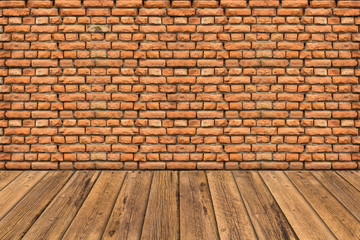 Empty table and brick wall in background. Great for product disp