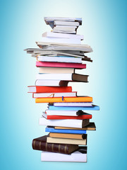 Books and magazines in different color and sizes