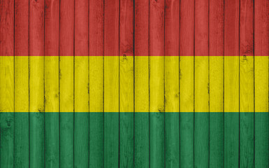 Flag of Bolivia painted on wooden frame
