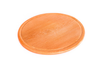 wooden tray for meat and vegetable on white background