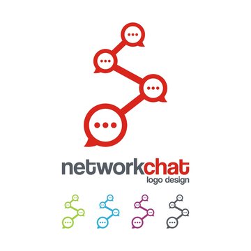 Bubble Chat Logo, Network Chat Illustration Logo Vector 