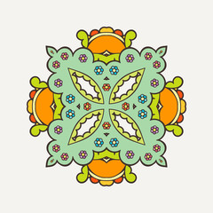 Vector mandala. Mehndi lace tattoo. Oriental weave with sharp corners. 