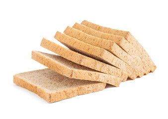 Bread, whole wheat slice isolated on white background