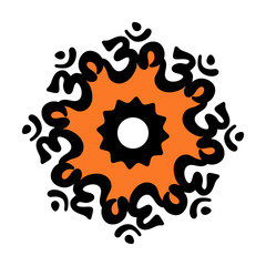 Om mandala symbol. Round ornate ornament Pattern. Indian, African, Thai, spirituality, boho design. Hindu motifs ethnic background. Use for print, posters, t-shirts and other textiles.Logo design