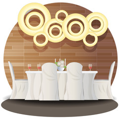 Dinging room elevation set with background for interior,vector illustration