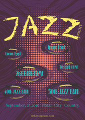 Vector jazz, rock or blues music poster template.