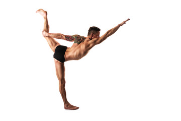 yoga class, the dancer's posture, a deep chest deflection
