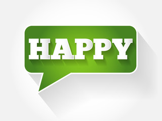 HAPPY text message bubble, flat business concept background