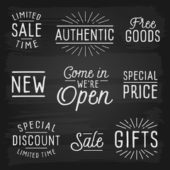 Hand drawn lettering slogans for retail