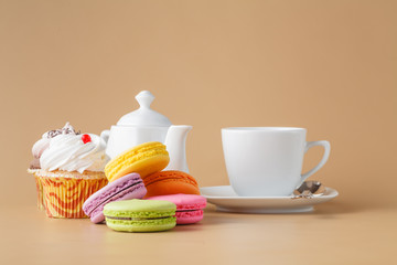 french sweet delicacy, macaroons variety closeup