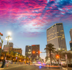 Buildings of New Orleans at sunset, Louisiana - USA