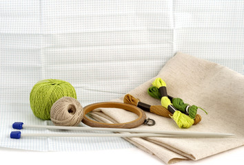 Tools and materials for handamde and handiwork - sewing, embroidery, knitting