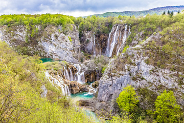 Fototapeta na wymiar Lakes And Waterfalls In Plitvice National Park