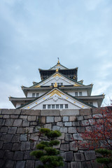 Naklejka premium view of the Osaka castle in Japan