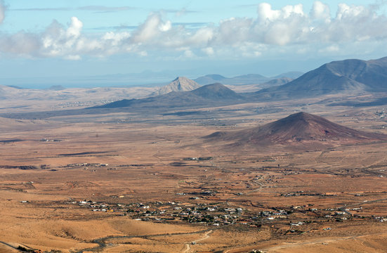 Volcanic Lanscape. Panoramic view  on  Fuerteventura from Mirador Morro Velosa, Fuerteventura, Canary Island, Spain