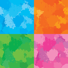 Set of colorful fabric patterns. Seamless backgrounds in grunge