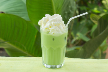 Matcha green Tea whipping cream topping
