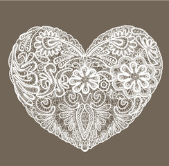 Heart shape is made of lace doily, element for Valentines Day or - obrazy, fototapety, plakaty
