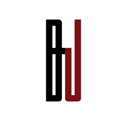 BJ initial logo red and black