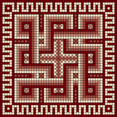 vector mosaic with classic Greek meander ornament