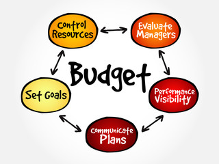 Purposes of maintaining Budget mind map flowchart business concept for presentations and reports