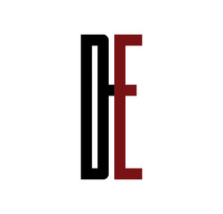 DE initial logo red and black