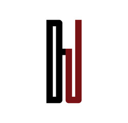 DJ initial logo red and black