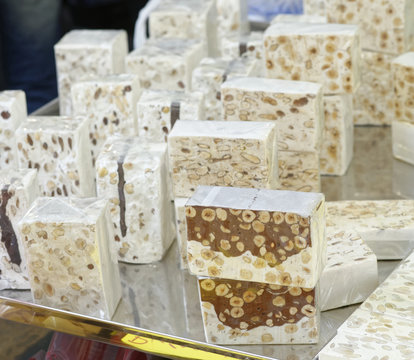 typical italian sweet called torrone