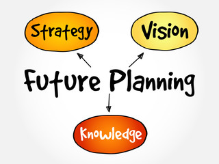 Future planning (knowledge, strategy, vision) mind map flowchart business concept for presentations and reports