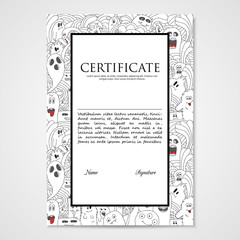 Graphic design template document with abstract monsters.