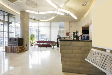 Reception area with reception desk