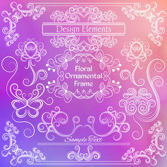 Vector floral design elements. Pink and white
