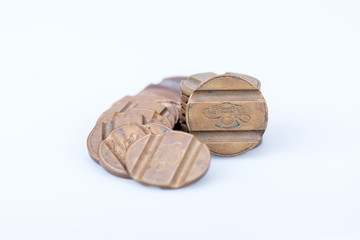 Old telephone tokens out of use in Italy