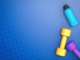 Fototapeta premium workout dumbbells and flask 