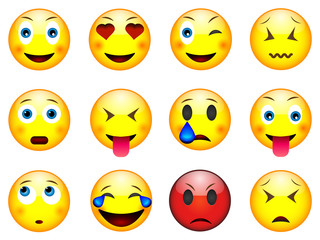 Set of emoticons, emoji isolated on white background, vector illustration. Big set of emoticons.Modern collection.Emoticon vector illustration.3D emoticon