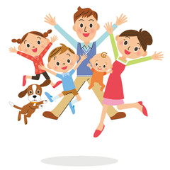 ジャンプする家族