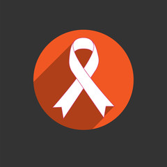 Breast cancer awareness red ribbon on white background.