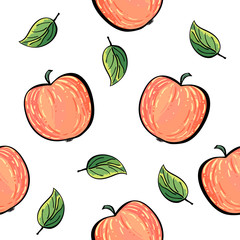 Seamless hand drawn apple pattern.