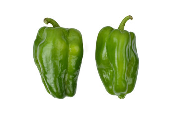 Fresh green bell pepper, isolated on a white background