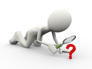 3d person question mark searching