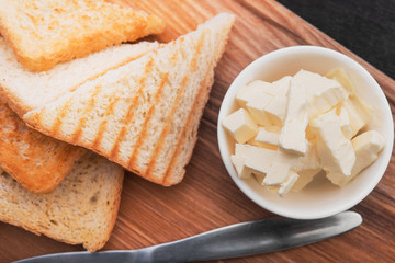 close up of wheat bread toasted