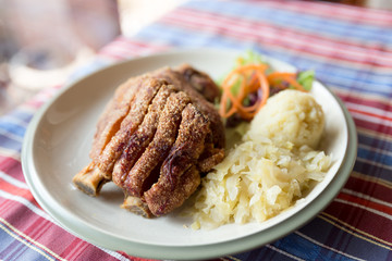 German pork knuckle hocks with mashed potatoes