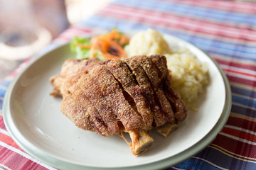 German pork knuckle hocks with mashed potatoes