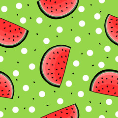 Seamless hand drawn watermelon pattern